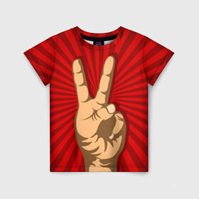 Детская футболка 3D с принтом Всё Peace DATA в Санкт-Петербурге, 100% гипоаллергенный полиэфир | прямой крой, круглый вырез горловины, длина до линии бедер, чуть спущенное плечо, ткань немного тянется | Тематика изображения на принте: good | ok | жест | настроение | окей | отлично | рука | хорошо