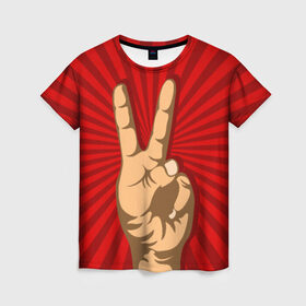 Женская футболка 3D с принтом Всё Peace DATA в Санкт-Петербурге, 100% полиэфир ( синтетическое хлопкоподобное полотно) | прямой крой, круглый вырез горловины, длина до линии бедер | good | ok | жест | настроение | окей | отлично | рука | хорошо