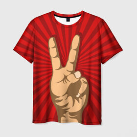 Мужская футболка 3D с принтом Всё Peace DATA в Санкт-Петербурге, 100% полиэфир | прямой крой, круглый вырез горловины, длина до линии бедер | Тематика изображения на принте: good | ok | жест | настроение | окей | отлично | рука | хорошо