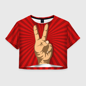 Женская футболка 3D укороченная с принтом Всё Peace DATA в Санкт-Петербурге, 100% полиэстер | круглая горловина, длина футболки до линии талии, рукава с отворотами | good | ok | жест | настроение | окей | отлично | рука | хорошо