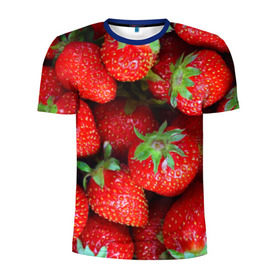 Мужская футболка 3D спортивная с принтом Клубничная в Санкт-Петербурге, 100% полиэстер с улучшенными характеристиками | приталенный силуэт, круглая горловина, широкие плечи, сужается к линии бедра | Тематика изображения на принте: strawberry | vegan | vegetarian | веган | вегетарианство | йога | клубника | фитнес