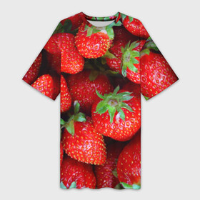 Платье-футболка 3D с принтом Клубничная в Санкт-Петербурге,  |  | Тематика изображения на принте: strawberry | vegan | vegetarian | веган | вегетарианство | йога | клубника | фитнес