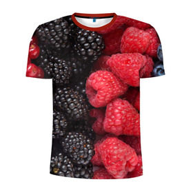 Мужская футболка 3D спортивная с принтом Ягодная в Санкт-Петербурге, 100% полиэстер с улучшенными характеристиками | приталенный силуэт, круглая горловина, широкие плечи, сужается к линии бедра | strawberry | vegan | vegetarian | будизм | веган | вегетарианство | земляника | йога | клубника | клюква | фитнес | черника | ягода
