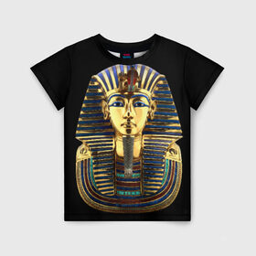 Детская футболка 3D с принтом Фараон Тутанхамон в Санкт-Петербурге, 100% гипоаллергенный полиэфир | прямой крой, круглый вырез горловины, длина до линии бедер, чуть спущенное плечо, ткань немного тянется | египет | тутанхамон | фараон | фараон тутанхамонмаска фараона