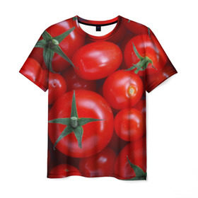 Мужская футболка 3D с принтом Томатная в Санкт-Петербурге, 100% полиэфир | прямой крой, круглый вырез горловины, длина до линии бедер | tomato | vegan | vegetarian | будизм | веган | вегетарианство | йога | помидор | сыроедение | томат | фитнес | ягода