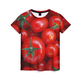 Женская футболка 3D с принтом Томатная в Санкт-Петербурге, 100% полиэфир ( синтетическое хлопкоподобное полотно) | прямой крой, круглый вырез горловины, длина до линии бедер | tomato | vegan | vegetarian | будизм | веган | вегетарианство | йога | помидор | сыроедение | томат | фитнес | ягода
