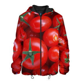 Мужская куртка 3D с принтом Томатная в Санкт-Петербурге, ткань верха — 100% полиэстер, подклад — флис | прямой крой, подол и капюшон оформлены резинкой с фиксаторами, два кармана без застежек по бокам, один большой потайной карман на груди. Карман на груди застегивается на липучку | tomato | vegan | vegetarian | будизм | веган | вегетарианство | йога | помидор | сыроедение | томат | фитнес | ягода