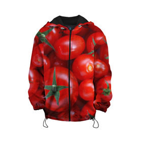 Детская куртка 3D с принтом Томатная в Санкт-Петербурге, 100% полиэстер | застежка — молния, подол и капюшон оформлены резинкой с фиксаторами, по бокам — два кармана без застежек, один потайной карман на груди, плотность верхнего слоя — 90 г/м2; плотность флисового подклада — 260 г/м2 | tomato | vegan | vegetarian | будизм | веган | вегетарианство | йога | помидор | сыроедение | томат | фитнес | ягода