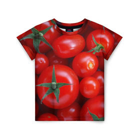 Детская футболка 3D с принтом Томатная в Санкт-Петербурге, 100% гипоаллергенный полиэфир | прямой крой, круглый вырез горловины, длина до линии бедер, чуть спущенное плечо, ткань немного тянется | tomato | vegan | vegetarian | будизм | веган | вегетарианство | йога | помидор | сыроедение | томат | фитнес | ягода