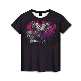 Женская футболка 3D с принтом Three Days Grace 7 в Санкт-Петербурге, 100% полиэфир ( синтетическое хлопкоподобное полотно) | прямой крой, круглый вырез горловины, длина до линии бедер | three days grace