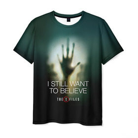 Мужская футболка 3D с принтом Секретные материалы 3 в Санкт-Петербурге, 100% полиэфир | прямой крой, круглый вырез горловины, длина до линии бедер | x files | малдер | материалы | секретные | скалли