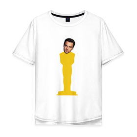 Мужская футболка хлопок Oversize с принтом Oscar Dicaprio в Санкт-Петербурге, 100% хлопок | свободный крой, круглый ворот, “спинка” длиннее передней части | dicaprio | leo | oscar | дикаприо | леонардо | оскар