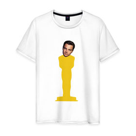 Мужская футболка хлопок с принтом Oscar Dicaprio в Санкт-Петербурге, 100% хлопок | прямой крой, круглый вырез горловины, длина до линии бедер, слегка спущенное плечо. | dicaprio | leo | oscar | дикаприо | леонардо | оскар
