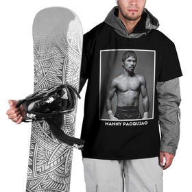 Накидка на куртку 3D с принтом Мэнни Пакьяо чб в Санкт-Петербурге, 100% полиэстер |  | boxing | бокс | боксер | мэнни | мэнни пакьяо | пакьяо | спорт | чемпион мира