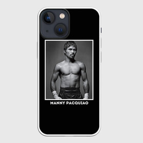 Чехол для iPhone 13 mini с принтом Мэнни Пакьяо чб в Санкт-Петербурге,  |  | boxing | бокс | боксер | мэнни | мэнни пакьяо | пакьяо | спорт | чемпион мира