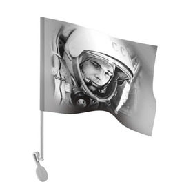 Флаг для автомобиля с принтом Гагарин 1 в Санкт-Петербурге, 100% полиэстер | Размер: 30*21 см | гагарин | космос | космос наш | поехали | ретро | ссср | юрий гагарин