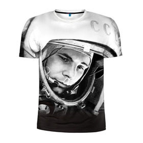 Мужская футболка 3D спортивная с принтом Гагарин 1 в Санкт-Петербурге, 100% полиэстер с улучшенными характеристиками | приталенный силуэт, круглая горловина, широкие плечи, сужается к линии бедра | гагарин | космос | космос наш | поехали | ретро | ссср | юрий гагарин