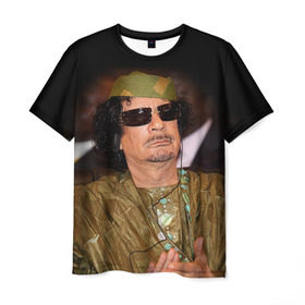 Мужская футболка 3D с принтом Каддафи 3 в Санкт-Петербурге, 100% полиэфир | прямой крой, круглый вырез горловины, длина до линии бедер | каддафи | муаммар каддафи | революция