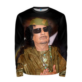 Мужской лонгслив 3D с принтом Каддафи 3 в Санкт-Петербурге, 100% полиэстер | длинные рукава, круглый вырез горловины, полуприлегающий силуэт | каддафи | муаммар каддафи | революция