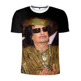 Мужская футболка 3D спортивная с принтом Каддафи 3 в Санкт-Петербурге, 100% полиэстер с улучшенными характеристиками | приталенный силуэт, круглая горловина, широкие плечи, сужается к линии бедра | каддафи | муаммар каддафи | революция