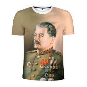 Мужская футболка 3D спортивная с принтом Сталин 1 в Санкт-Петербурге, 100% полиэстер с улучшенными характеристиками | приталенный силуэт, круглая горловина, широкие плечи, сужается к линии бедра | знаменитости | иосиф сталин | ретро | ссср