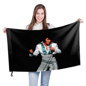 Флаг 3D с принтом Элвис 3 в Санкт-Петербурге, 100% полиэстер | плотность ткани — 95 г/м2, размер — 67 х 109 см. Принт наносится с одной стороны | elvis presley | rock n roll | музыка | ретро | рок н ролл | элвис пресли