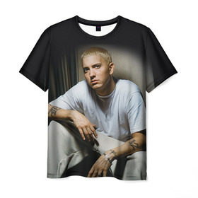 Мужская футболка 3D с принтом Эминем 1 в Санкт-Петербурге, 100% полиэфир | прямой крой, круглый вырез горловины, длина до линии бедер | eminem | music | rap | музыка | реп | рэп | эминем