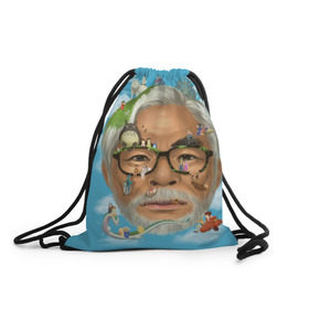 Рюкзак-мешок 3D с принтом Хаяо Миядзаки в Санкт-Петербурге, 100% полиэстер | плотность ткани — 200 г/м2, размер — 35 х 45 см; лямки — толстые шнурки, застежка на шнуровке, без карманов и подкладки | hayao miyazaki | поньо | тоторо | унесенные