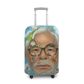 Чехол для чемодана 3D с принтом Хаяо Миядзаки в Санкт-Петербурге, 86% полиэфир, 14% спандекс | двустороннее нанесение принта, прорези для ручек и колес | Тематика изображения на принте: hayao miyazaki | поньо | тоторо | унесенные