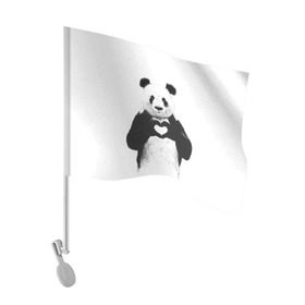 Флаг для автомобиля с принтом Панда Love в Санкт-Петербурге, 100% полиэстер | Размер: 30*21 см | панда