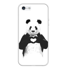 Чехол для iPhone 5/5S матовый с принтом Панда Love в Санкт-Петербурге, Силикон | Область печати: задняя сторона чехла, без боковых панелей | панда