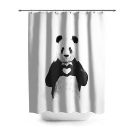 Штора 3D для ванной с принтом Панда Love в Санкт-Петербурге, 100% полиэстер | плотность материала — 100 г/м2. Стандартный размер — 146 см х 180 см. По верхнему краю — пластиковые люверсы для креплений. В комплекте 10 пластиковых колец | панда