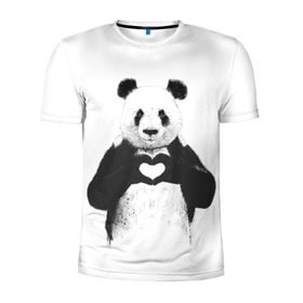 Мужская футболка 3D спортивная с принтом Панда Love в Санкт-Петербурге, 100% полиэстер с улучшенными характеристиками | приталенный силуэт, круглая горловина, широкие плечи, сужается к линии бедра | Тематика изображения на принте: панда