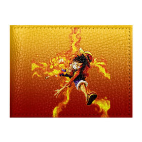 Обложка для студенческого билета с принтом Луффи из One Piece в Санкт-Петербурге, натуральная кожа | Размер: 11*8 см; Печать на всей внешней стороне | Тематика изображения на принте: fire | luffi | огонь