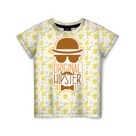 Детская футболка 3D с принтом Original Hipster в Санкт-Петербурге, 100% гипоаллергенный полиэфир | прямой крой, круглый вырез горловины, длина до линии бедер, чуть спущенное плечо, ткань немного тянется | hipster | усы