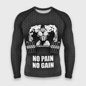 Мужской рашгард 3D с принтом No pain no gain 2 в Санкт-Петербурге,  |  | bodybuilding | no pain no gain | train hard | бодибилдинг | качалка | пауэрлифинг | тренажерный | фитнес