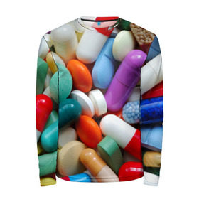 Мужской лонгслив 3D с принтом Pills в Санкт-Петербурге, 100% полиэстер | длинные рукава, круглый вырез горловины, полуприлегающий силуэт | пилюли | флу