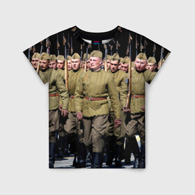 Детская футболка 3D с принтом Вооруженные силы СССР в Санкт-Петербурге, 100% гипоаллергенный полиэфир | прямой крой, круглый вырез горловины, длина до линии бедер, чуть спущенное плечо, ткань немного тянется | армия | вооруженные силы россии | парад | рэтро | ссср