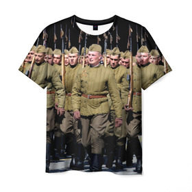 Мужская футболка 3D с принтом Вооруженные силы СССР в Санкт-Петербурге, 100% полиэфир | прямой крой, круглый вырез горловины, длина до линии бедер | армия | вооруженные силы россии | парад | рэтро | ссср
