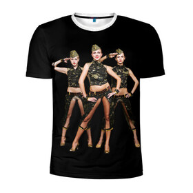 Мужская футболка 3D спортивная с принтом Девушки в форме в Санкт-Петербурге, 100% полиэстер с улучшенными характеристиками | приталенный силуэт, круглая горловина, широкие плечи, сужается к линии бедра | армия | вооруженные силы россия | девушки в форме
