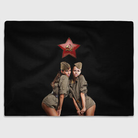 Плед 3D с принтом Девушки в форме в Санкт-Петербурге, 100% полиэстер | закругленные углы, все края обработаны. Ткань не мнется и не растягивается | армия | военная форма | девушки | россия | рэтро | ссср