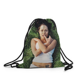 Рюкзак-мешок 3D с принтом Джоли Анджелина в Санкт-Петербурге, 100% полиэстер | плотность ткани — 200 г/м2, размер — 35 х 45 см; лямки — толстые шнурки, застежка на шнуровке, без карманов и подкладки | анджелина | девушка | джоли | лежит | тату