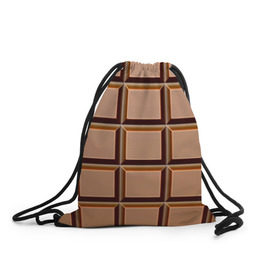 Рюкзак-мешок 3D с принтом Шоколад в Санкт-Петербурге, 100% полиэстер | плотность ткани — 200 г/м2, размер — 35 х 45 см; лямки — толстые шнурки, застежка на шнуровке, без карманов и подкладки | еда | коричневый | плитка | прикольные | шоколад