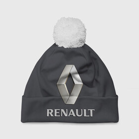 Шапка 3D c помпоном с принтом Renault в Санкт-Петербурге, 100% полиэстер | универсальный размер, печать по всей поверхности изделия | Тематика изображения на принте: renault | рено