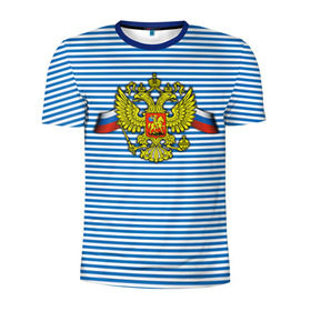 Мужская футболка 3D спортивная с принтом Герб РФ в Санкт-Петербурге, 100% полиэстер с улучшенными характеристиками | приталенный силуэт, круглая горловина, широкие плечи, сужается к линии бедра | армия | войска | вооруженные силы | герб | россия | символ россии | тельник | тельняшка | флаг