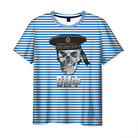 Мужская футболка 3D с принтом ВМФ в Санкт-Петербурге, 100% полиэфир | прямой крой, круглый вырез горловины, длина до линии бедер | армия | бескозырка | бф | вмф | войска | вооруженные силы | моряк | сф | тельник | тельняшка | тоф | флот | череп | чф