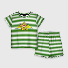 Детский костюм с шортами 3D с принтом Погранвойска в Санкт-Петербурге,  |  | Тематика изображения на принте: армия | войска | вооруженные силы | пограничные войска | тельник | тельняшка
