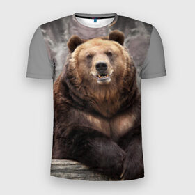 Мужская футболка 3D спортивная с принтом Русский медведь в Санкт-Петербурге, 100% полиэстер с улучшенными характеристиками | приталенный силуэт, круглая горловина, широкие плечи, сужается к линии бедра | медведь | россия | русский | русский медведь