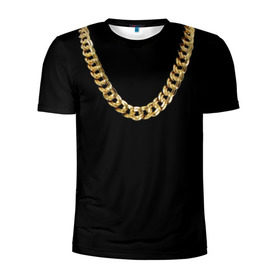 Мужская футболка 3D спортивная с принтом Золотая цепь в Санкт-Петербурге, 100% полиэстер с улучшенными характеристиками | приталенный силуэт, круглая горловина, широкие плечи, сужается к линии бедра | драгоценность | золотая цепь | золото | украшение | фон | черный