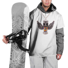 Накидка на куртку 3D с принтом Золотая сова в Санкт-Петербурге, 100% полиэстер |  | крылья | сова